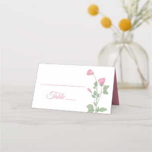 Elegant Floral Pink Watercolor Flowers Wedding Place Card
