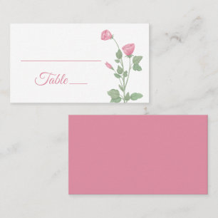 Elegant Floral Pink Watercolor Flowers Wedding Place Card