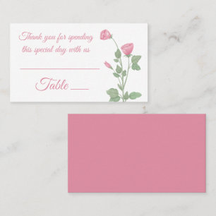 Elegant Floral Pink Watercolor Flowers Wedding Place Card