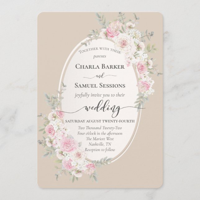 Elegant Floral Pink Watercolor Roses & Peonies  Pr Programme (Front)