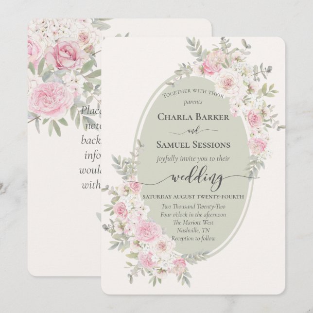 Elegant Floral Pink Watercolor Roses & Peonies Programme (Front/Back)