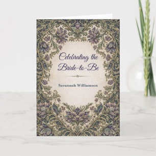 Elegant Floral Plaid Bridal Shower Card