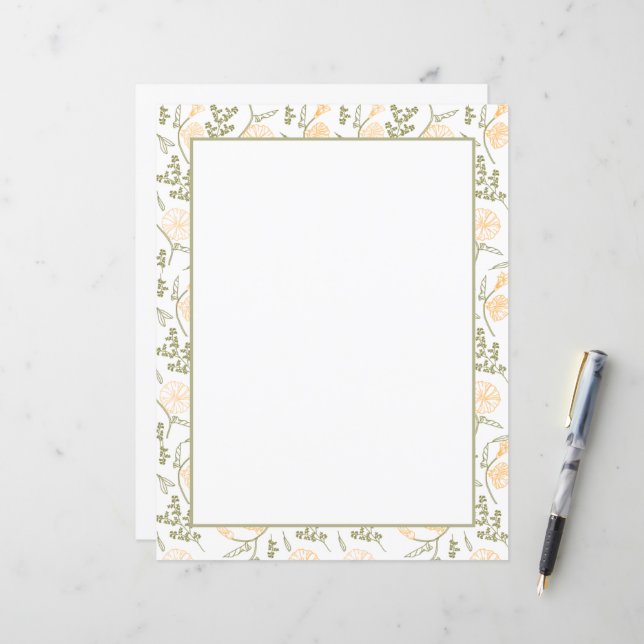 Elegant Floral Planner Stationery Paper (Front/Back In Situ)