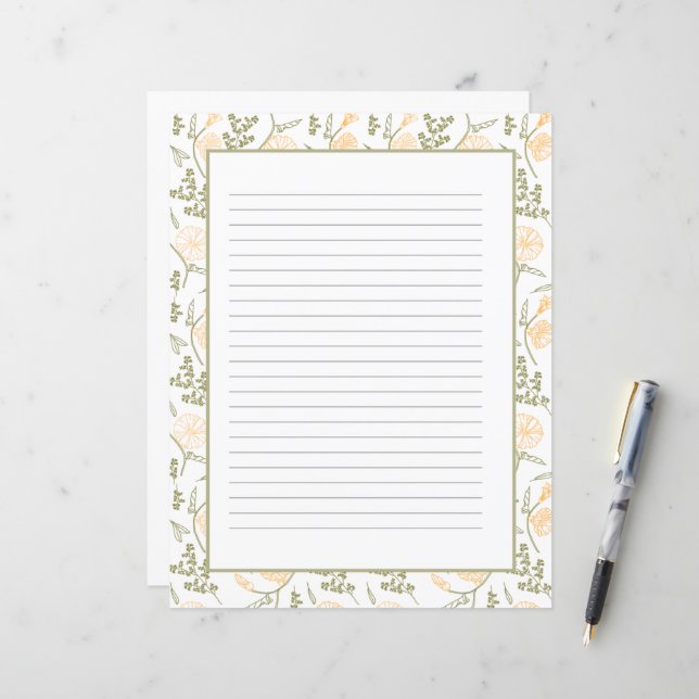 Elegant Floral Planner Stationery Paper (Front/Back In Situ)
