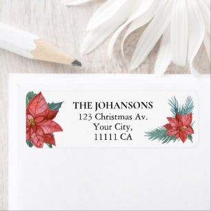 Elegant Floral Poinsettia Christmas Return Address