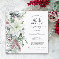 Elegant Floral Poinsettia December 40th Birthday