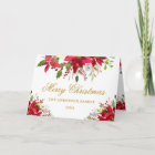 Elegant Floral Poinsettia Gold Christmas Fold