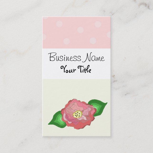 Elegant Floral/Polka Dot Business Card (Front)
