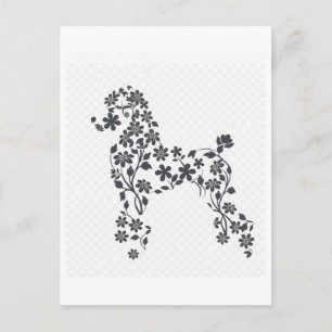 Elegant Floral Poodle Silhouette - Artistic Dog Lo Postcard