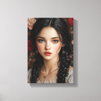 Elegant Floral Portrait Canvas Print