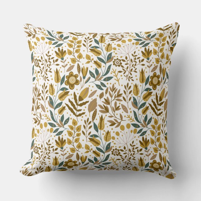 Elegant Floral Print Decorative Pillow (Front)