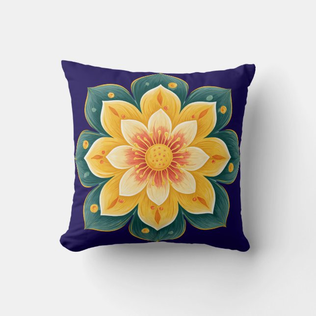 Elegant Floral Print Decorative Pillow (Front)