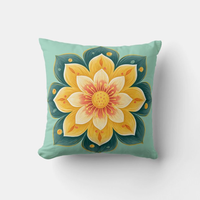 Elegant Floral Print Decorative Pillow (Front)