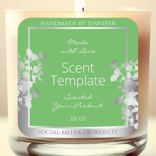 Elegant Floral Product Label Sage Green and Silver (Creator Uploaded)