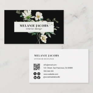 elegant floral professional interior design business card