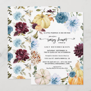 Elegant Floral Pumpkin Autumn Baby Shower