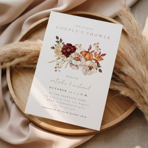 Elegant Floral Pumpkin Fall Couple's Shower Invitation
