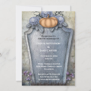 Elegant Floral Pumpkin Halloween Wedding Invitation