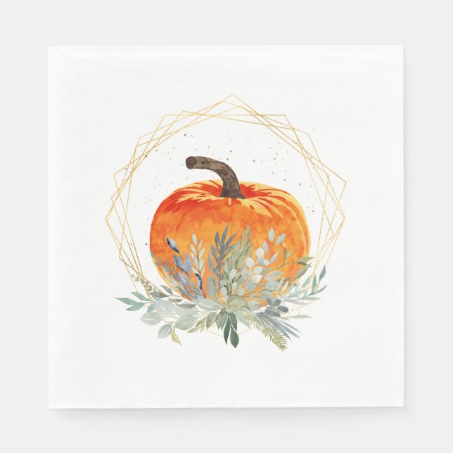 Elegant Floral Pumpkin Napkin (Front)