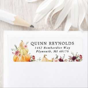 Elegant Floral Pumpkin   Return Address Label