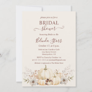 Elegant Floral Pumpkins Fall  Bridal Shower Invitation