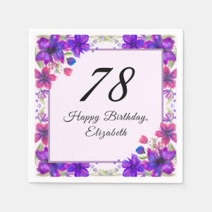 Elegant Floral Purple 78th Birthday  Napkin