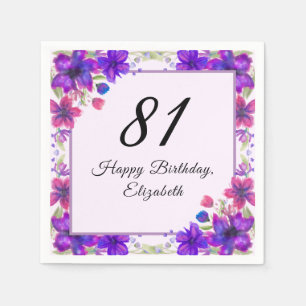 Elegant Floral Purple 81st Birthday Napkin