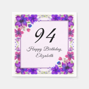 Elegant Floral Purple 94th Birthday Napkin