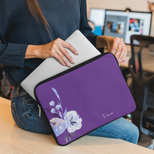 Elegant Floral Purple Abstract  Laptop Sleeve