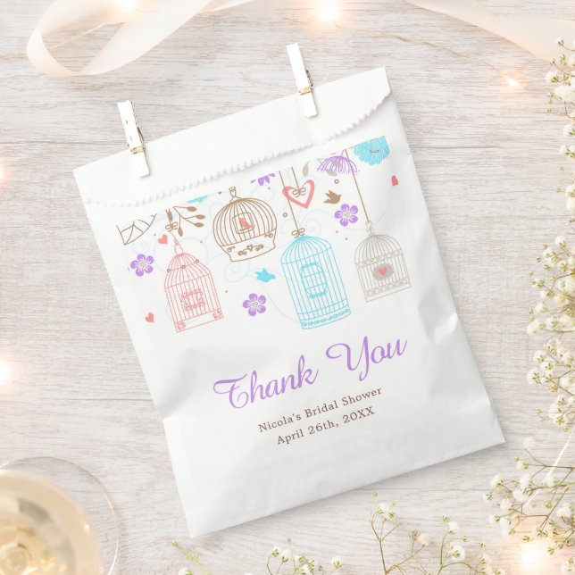 Elegant Floral Purple and Blue Bridal Shower Favour Bags (Clipped)