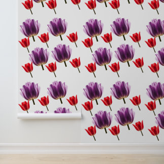 ELEGANT FLORAL PURPLE AND RED TULIP FLOWER WALLPAPER
