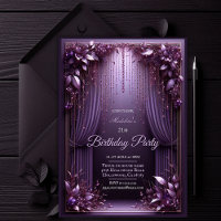 Elegant Floral Purple Birthday Party Invitation