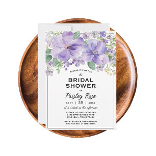Elegant Floral Purple Bridal Shower Invitation