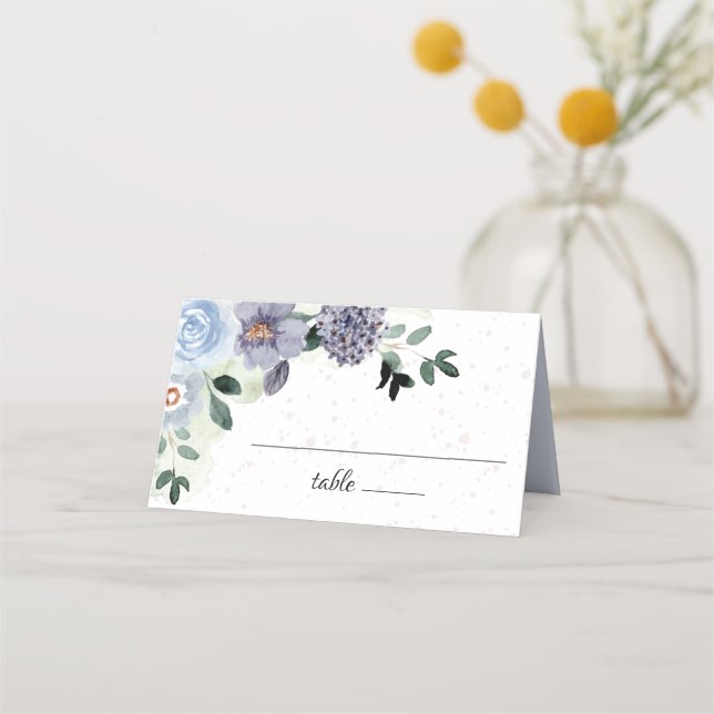 Elegant Floral Purple Bridal Shower Wedding Place Card (Front)