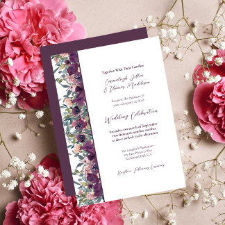 Elegant Floral | Purple Garland Wedding Invitation