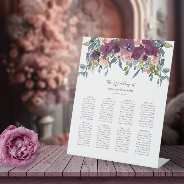 Elegant Floral | Purple Garland Wedding Pedestal Sign (Creator Uploaded)