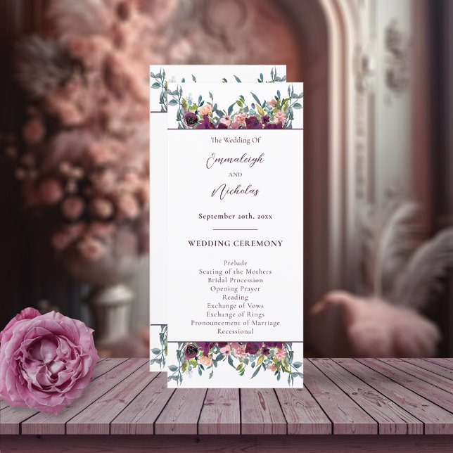 Elegant Floral | Purple Garland Wedding Programme (Creator Uploaded)