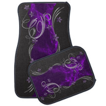 Elegant Floral Purple Marble Design Car Mats