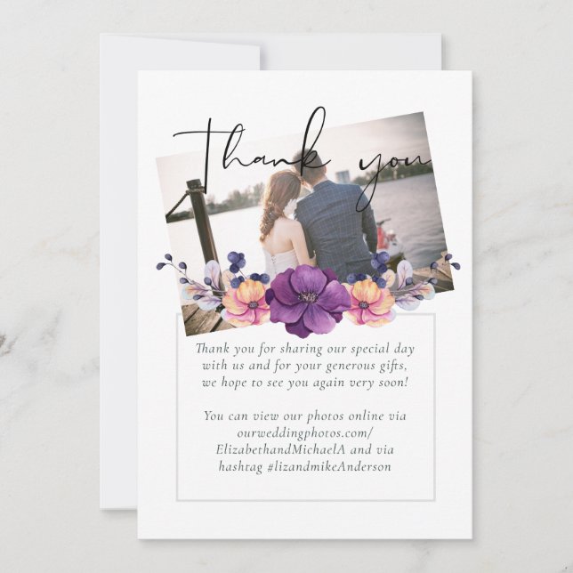 Elegant Floral Purple Orange Wedding (Front)