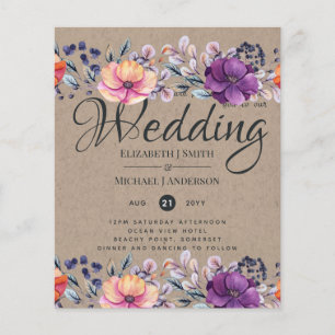 Elegant Floral Purple Orange Wedding Flyer