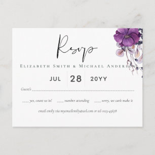 Elegant Floral Purple Orange Wedding Postcard