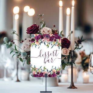 Elegant Floral   Purple Pink Garland Dessert Bar  Table Number