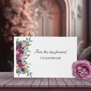 Elegant Floral Purple Pink Wedding Guest Book