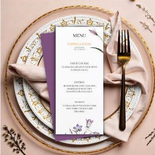 Elegant Floral Purple Wedding Menu
