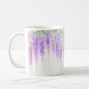 Elegant Floral Purple Wisteria Flowers Watercolor Coffee Mug