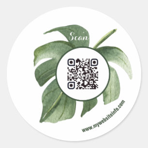 Elegant Floral QR Code Business Classic Round Sticker