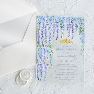 Elegant Floral Quinceanera Acrylic Invitations