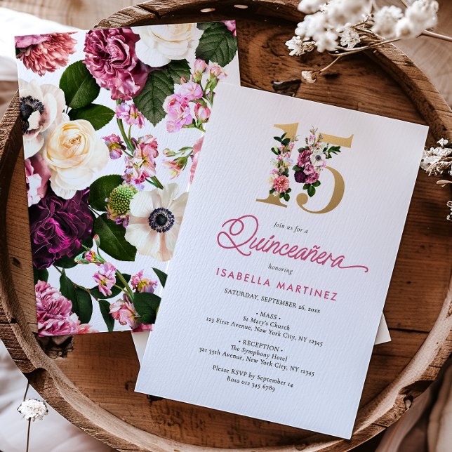 Elegant Floral Quinceañera Invitation (Creator Uploaded)