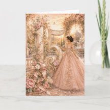 Elegant Floral Quinceañera Sweet 15 Birthday Card