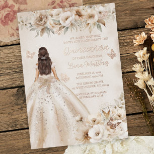 Elegant Floral Quinceañera Watercolor Ballgown